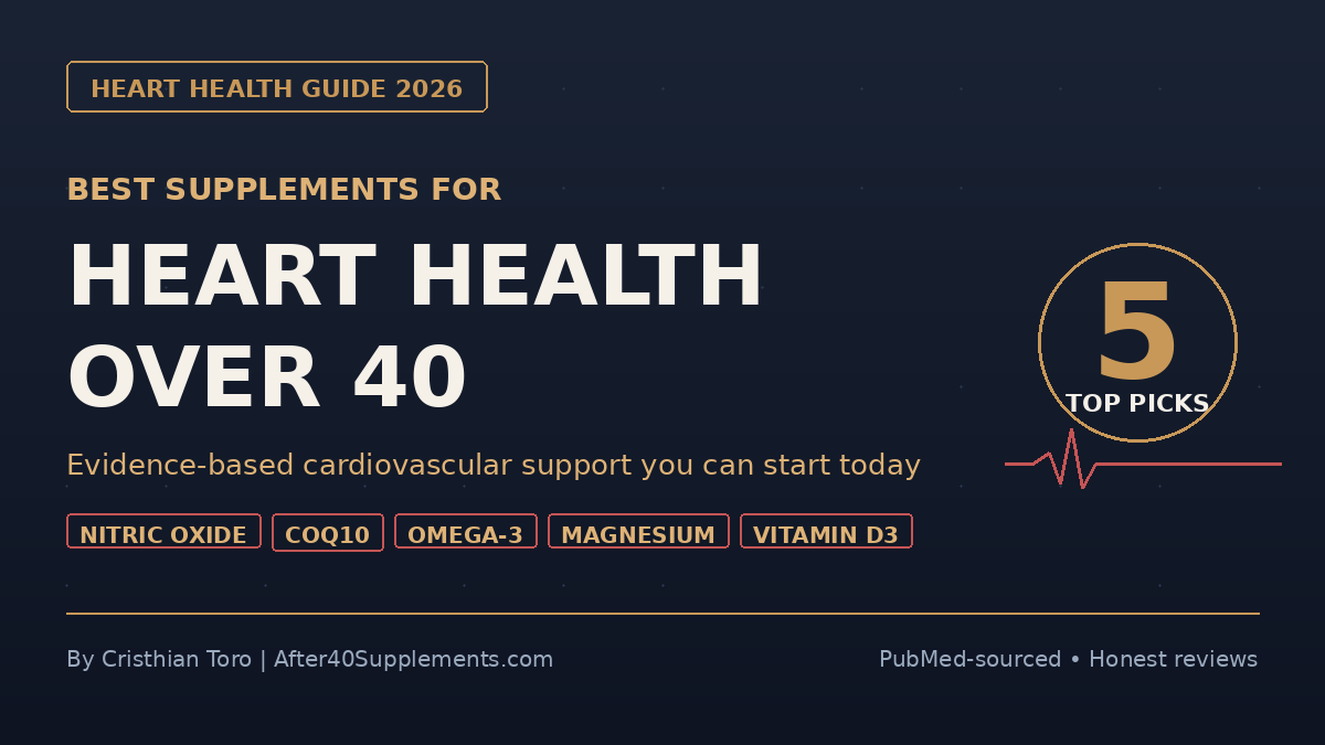 Best supplements for heart health over 40 — top 5 picks including nitric oxide support, CoQ10, omega-3, magnesium, and vitamin D3 for cardiovascular wellness